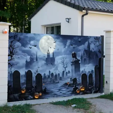 Spooky garage door wrap